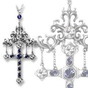 Image of Theban Castle's Hanging Cross - Swarovski Crystal Adorned Necklace