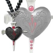 Image of Black Heart Amulet - Swarovski Crystal Adorned Pendant Necklace