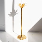 Image of Double Leaf Brass Candle Holder
