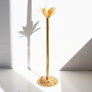 Image of Double Leaf Brass Candle Holder