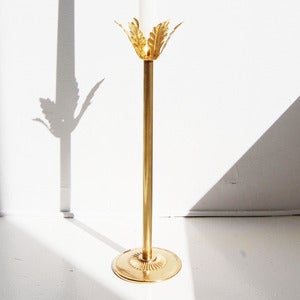 Image of Single Leaf Brass Candle Holder