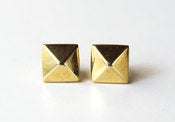 Image of Square pyramid stud earrings (14K Gold plate)