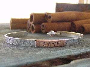 Image of Rustic simple cuff bracelet... hand stamped sterling silver personalized cuff