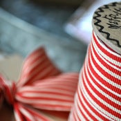 Image of Striped Ribbon - Red & Ecru - spool of 30 yards