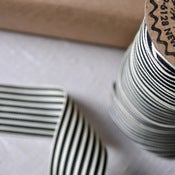 Image of Striped Ribbon - Black & Ecru - spool of 30 yards