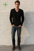 Image of ECO BLACK MATTE LONG V NECK + SUSTAINABILITY