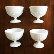 Image of Set of 6 Milk Glass Pedestal Bowls