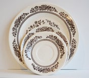 Image of Set of 8 Dark Brown Floral Dinnerware