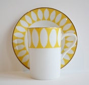 Image of Set of 2 Yellow & White Espresso Cups