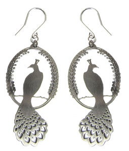 Image of Stainless Steel Peacock Earrings