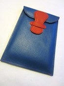 Image of Blue Leather Kindle Cover with Red Closure
