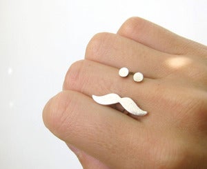 Image of Mr. Mustache Ring - Handmade Silver Ring