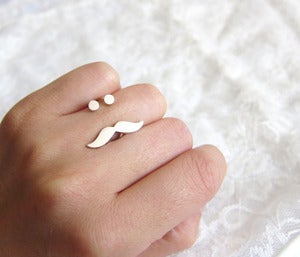 Image of Mr. Mustache Ring - Handmade Silver Ring
