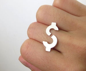 Image of Dollar Sign - Handmade Silver Ring 