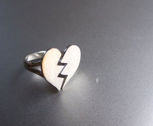 Image of Broken Heart Ring  - Handmade Silver Heart Ring