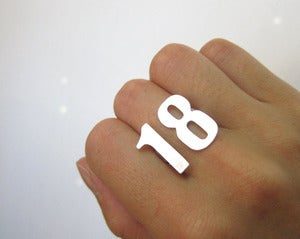 Image of Custom Number Ring - Handmade Silver Ring