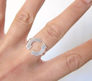 Image of ECO Warrior Recycle Sign Ring - Handmade silver Ring