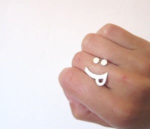 Image of Naughty Happy Face Ring :P - Handmade Silver Ring