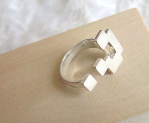 Image of Block Question Mark Ring - Handmade Silver ring