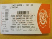 Image of Glasgow, King Tuts. Gig Ticket. 28th November 2011 