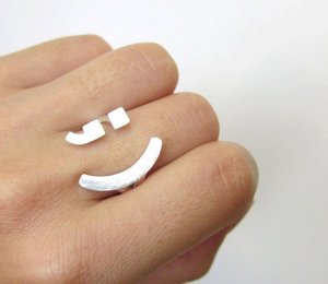 Image of Wink Smile Happy Face Ring ;) - Handmade Silver rings