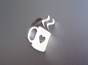 Image of Love Mug Silver Heart Ring - Handmade Silver Rings