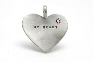 Image of Silver My Heart with ruby charm