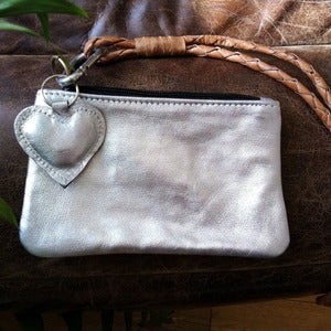 Image of Boho Leather Purse Bag - Silver & Tan