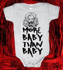 Image of ROB/WHITE ZOMBIE "MORE BABY THAN BABY" ONESIE ONE PIECE BODYSUIT