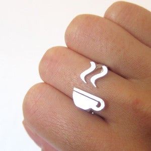 Image of Coffee Ring for Coffee Lovers- Handmade silver ring