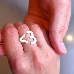 Image of I Heart You <3 Heart Ring - Handmade Silver Ring
