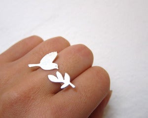 Image of Peace Bird Ring - Handmade Silver Ring 