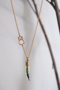 Image of Gold Tusk with Owl Necklace