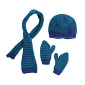 Image of 'Speedwell' Apricot Hat Scarf and Mittens 100% handknitted merino