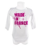 Image of BODY BÉBÉ "MADE IN FRANCE" BLANC MOTIF ROSE 3 À 12 MOIS