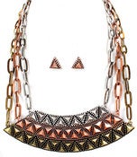 Image of 3 toned necklace and earring set