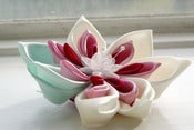 Image of Waterlily Kanzashi Flower Hairclip: Fascinator in Mint Green, Ivory, Pink and Cerise