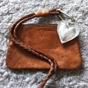 Image of Boho Leather Purse Bag - Cognac & Silver