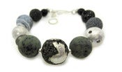 Image of Silvered lava with Nephrite Bracelet 