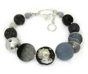 Image of Silvered lava with Celestite and Agate Bracelet 