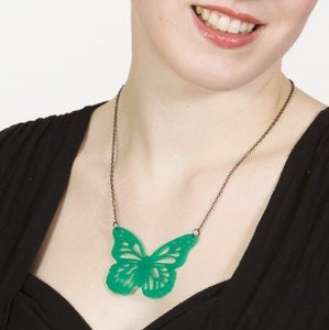 Image of Deep Jade Green Butterfly Necklace