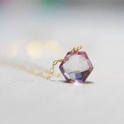 Image of HEX - Pink Mystic Quartz Hexagon & 14k Gold Fill Gemstone Necklace