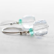 Image of ICE - Blue Apatite & Blue Quartz Sterling Silver Cube Gemstone Earrings