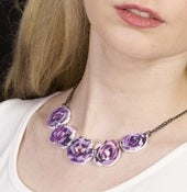 Image of Violet Bloom Necklace (on white acrylic with black chain)