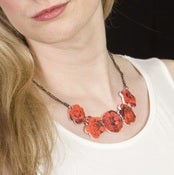 Image of Red Roses Necklace (on white acrylic with black chain)