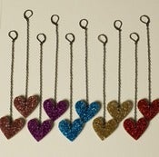Image of Long Glitter Heart Drop Earrings 
