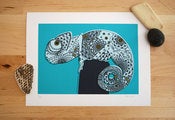 Image of Chameleon limited edition print. Chameleon illustration.