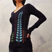 Image of Colorful Leafy Garden Vneck longsleeve