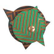 Image of double stripe wooden brooch 