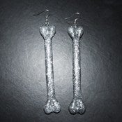 Image of Glittery Silver Bone Earrings
